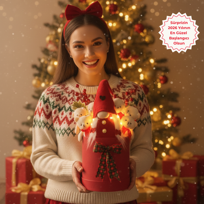 Yeniyıl KOKİNALI Işıklı Noel ELF Cüceli 6 Ayıcıklı Ayıcık Buketi