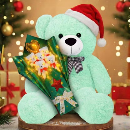 Yılbaşı Işıklı Romantik 90 TEDDİ ve Ayıcık Buketi