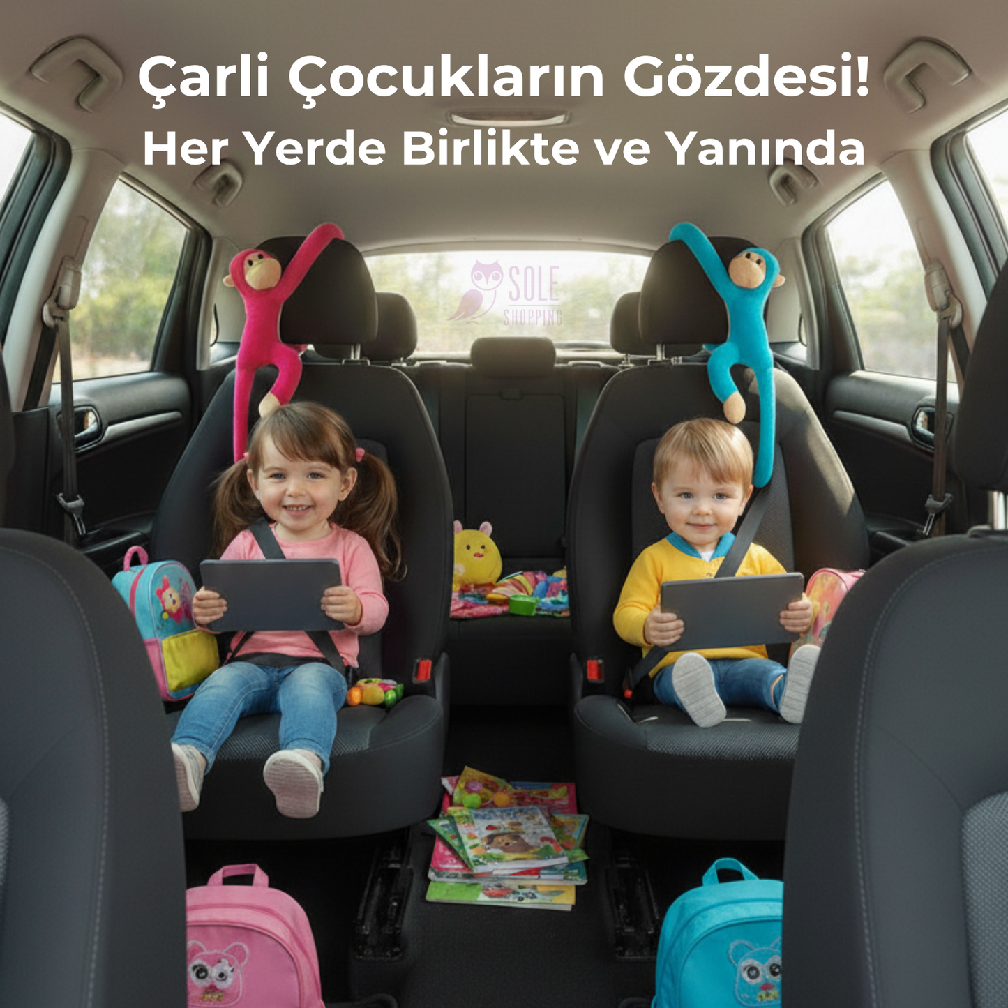 ÇARLİ 70cm Elleri Yapışan Maymun Peluş Arkadaşı