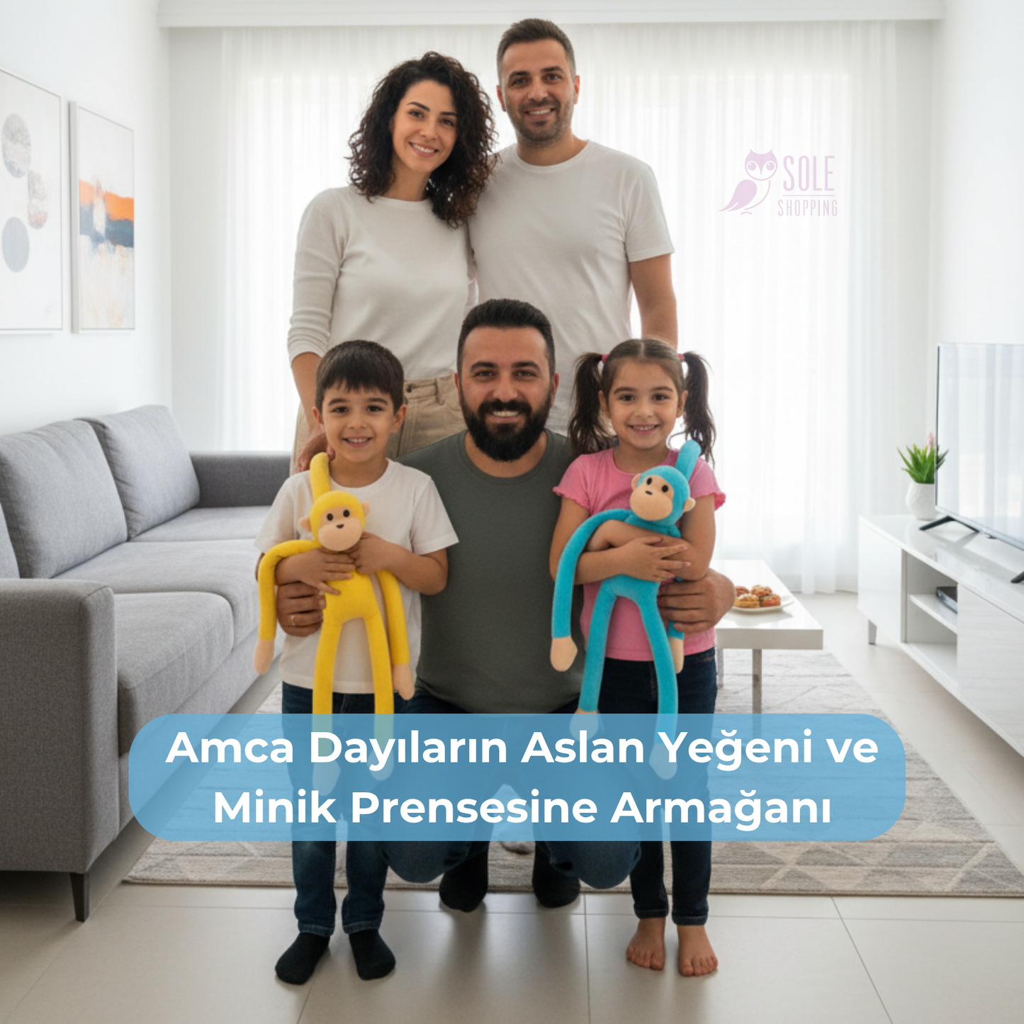 ÇARLİ 70cm Elleri Yapışan Maymun Peluş Arkadaşı