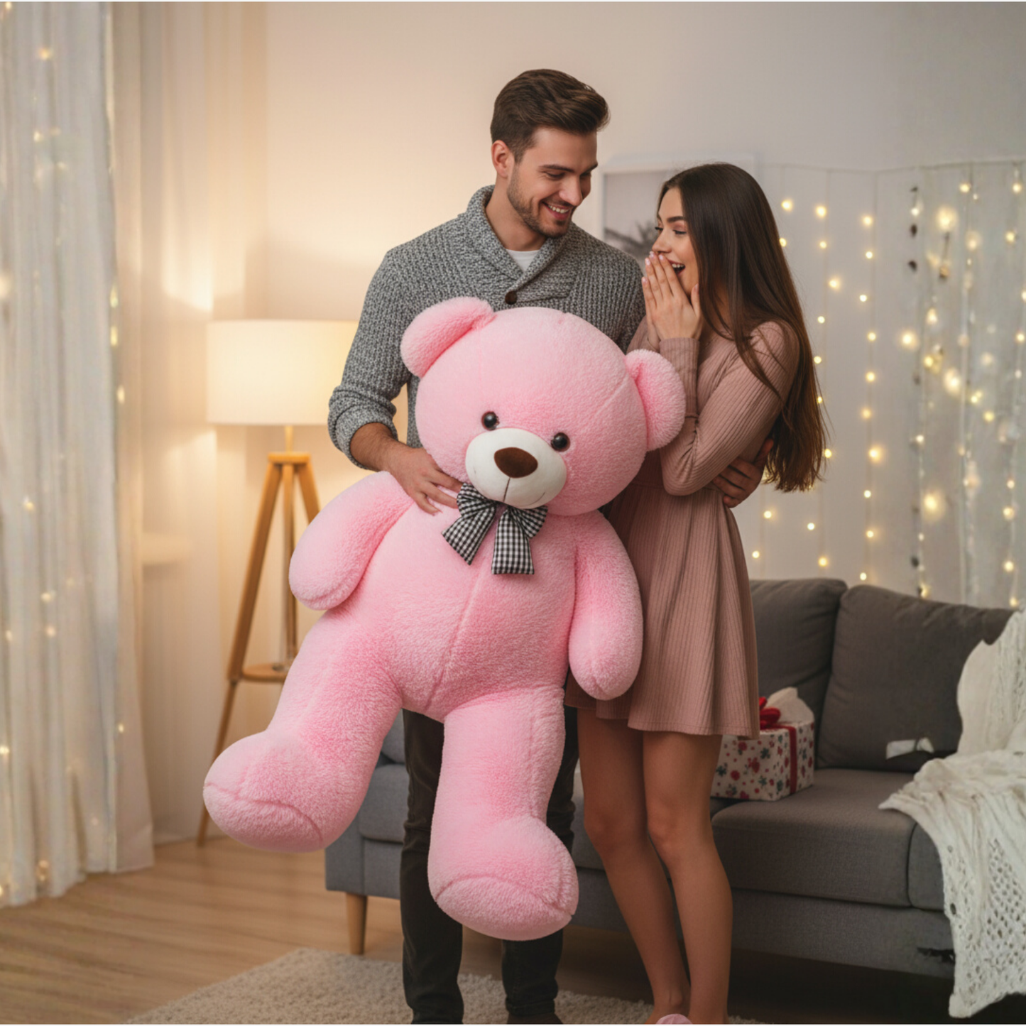 90 TEDDİ Papyonlu Pembe Yumoş Peluş Ayıcık