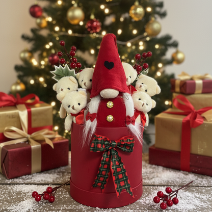 Yeniyıl KOKİNALI Işıklı Noel ELF Cüceli 6 Ayıcıklı Ayıcık Buketi